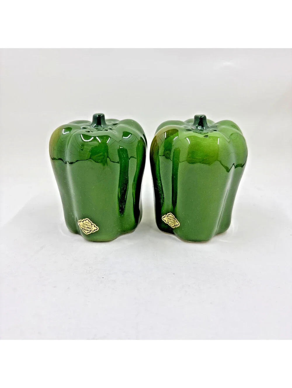 Vintage Otagiri Green Peppers Salt Pepper Shakers Ceramic Japan 1984